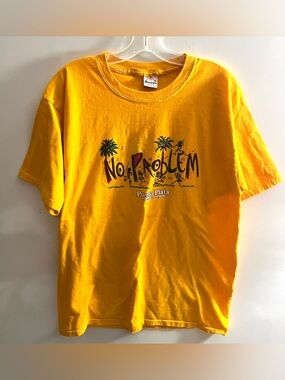 No Problem Puerto Plata Yellow Graphic Tee Embroidered